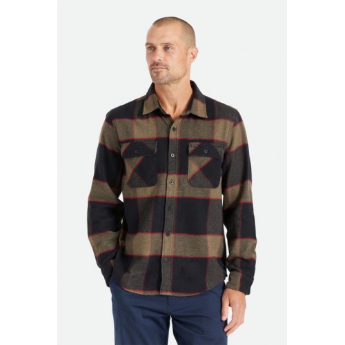 BRIXTON CAMISA BOWERY FLANNEL GREY CHARCOAL
